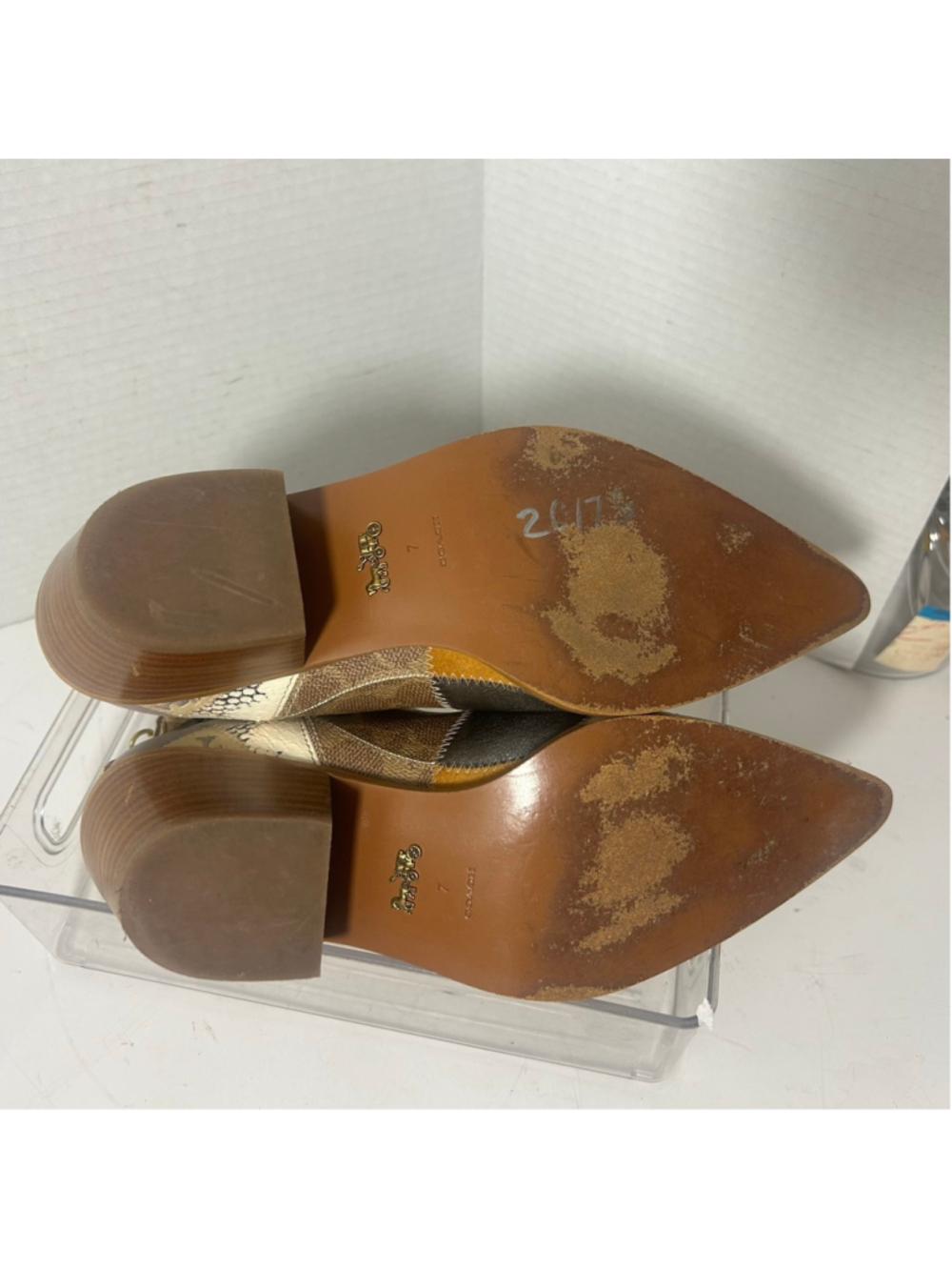 COACH Patchwork Western Ankle Boots Rodeo Leather Suede - Picture 7 of 7